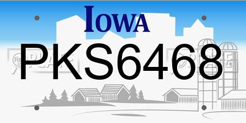 PKS6468 Iowa License Plate