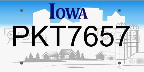PKT7657 Iowa License Plate