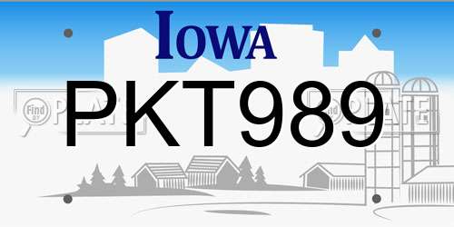 PKT989 Iowa License Plate
