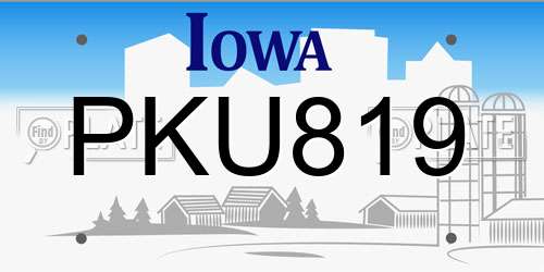 PKU819 Iowa License Plate