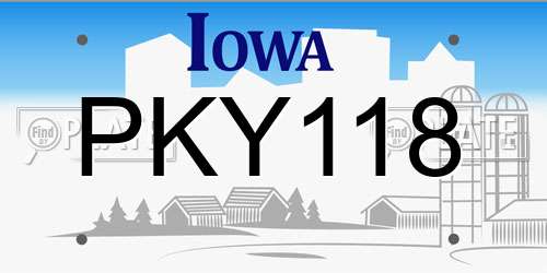 PKY118 Iowa License Plate