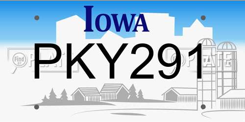 PKY291 Iowa License Plate