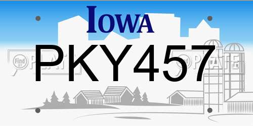 PKY457 Iowa License Plate