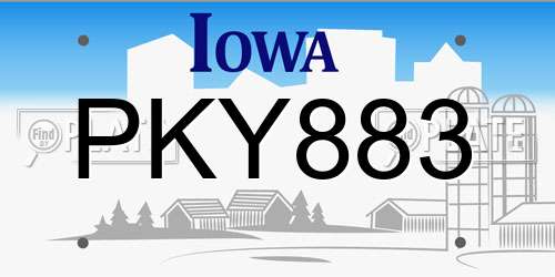 PKY883 Iowa License Plate