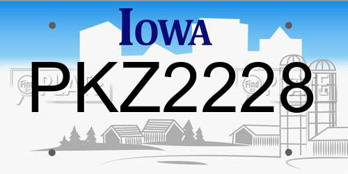 PKZ2228 Iowa License Plate