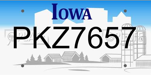 PKZ7657 Iowa License Plate