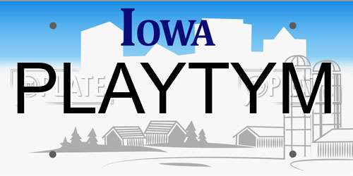 PLAYTYM Iowa License Plate