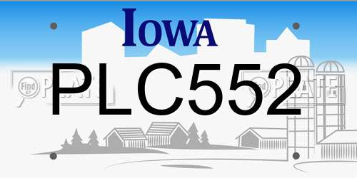 PLC552 Iowa License Plate
