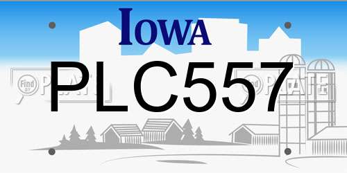 PLC557 Iowa License Plate