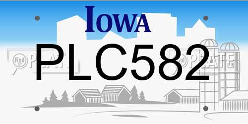 PLC582 Iowa License Plate