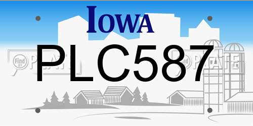 PLC587 Iowa License Plate