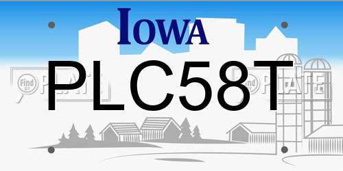 PLC58T Iowa License Plate