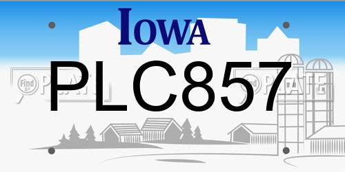 PLC857 Iowa License Plate