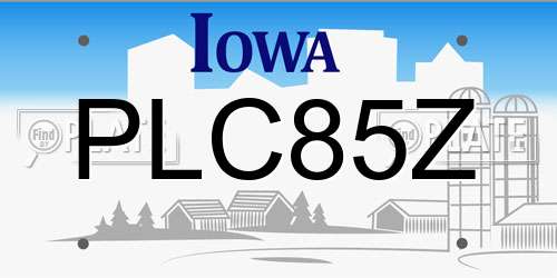 PLC85Z Iowa License Plate