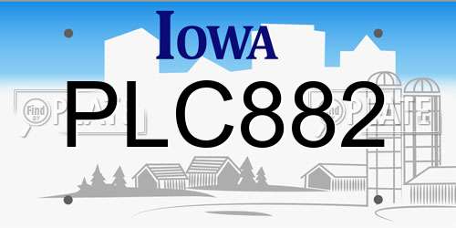 PLC882 Iowa License Plate