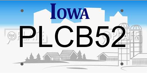 PLCB52 Iowa License Plate