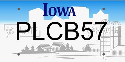 PLCB57 Iowa License Plate
