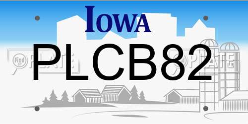 PLCB82 Iowa License Plate