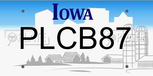PLCB87 Iowa License Plate