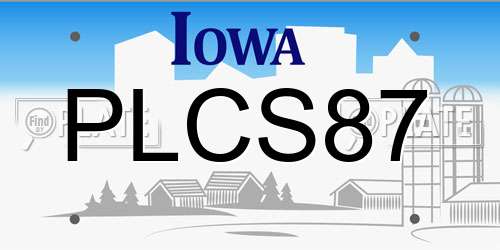 PLCS87 Iowa License Plate