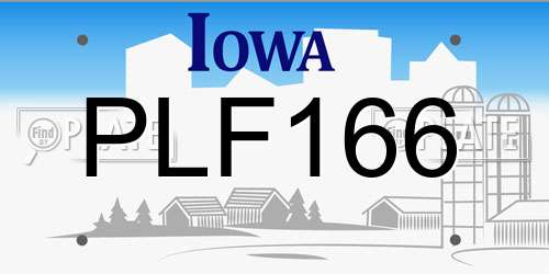PLF166 Iowa License Plate
