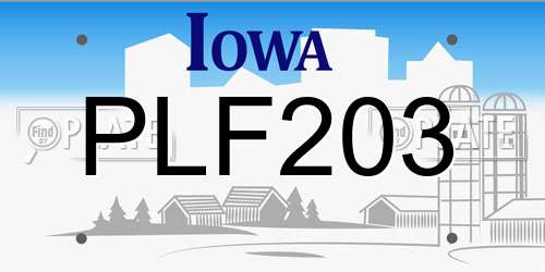 PLF203 Iowa License Plate