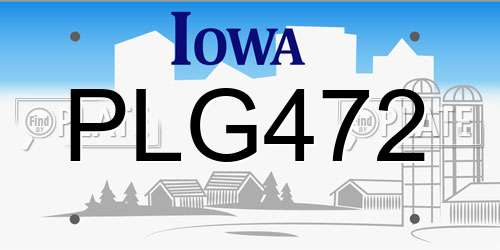 PLG472 Iowa License Plate