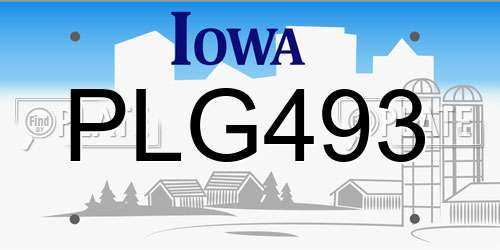 PLG493 Iowa License Plate