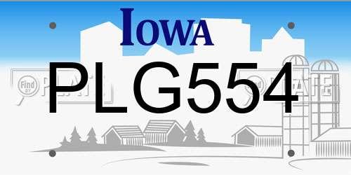 PLG554 Iowa License Plate