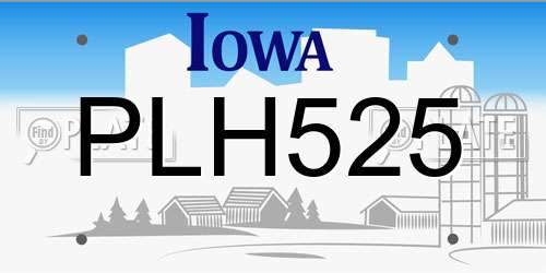 PLH525 Iowa License Plate