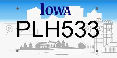 PLH533 Iowa License Plate