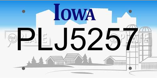PLJ5257 Iowa License Plate