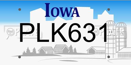 PLK631 Iowa License Plate