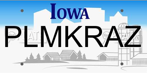 PLMKRAZ Iowa License Plate