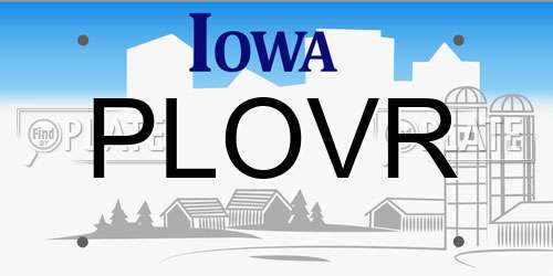 PLOVR Iowa License Plate