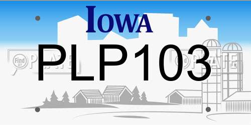 PLP103 Iowa License Plate