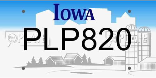 PLP820 Iowa License Plate