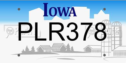PLR378 Iowa License Plate