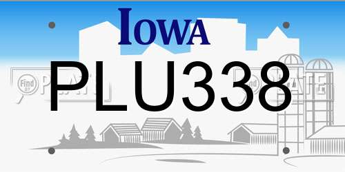 PLU338 Iowa License Plate
