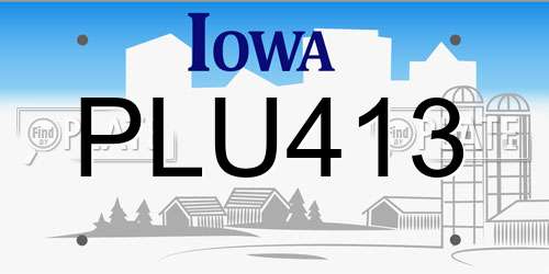 PLU413 Iowa License Plate