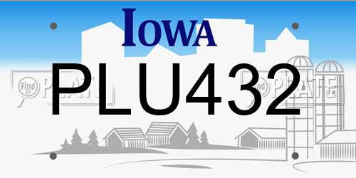 PLU432 Iowa License Plate