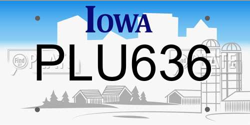 PLU636 Iowa License Plate