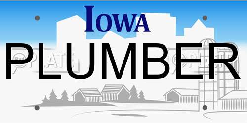PLUMBER Iowa License Plate