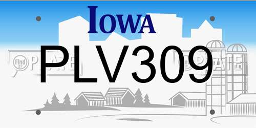 PLV309 Iowa License Plate