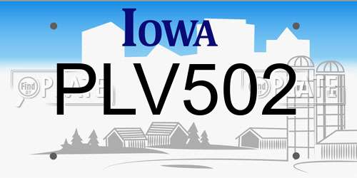 PLV502 Iowa License Plate