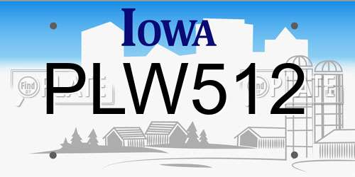 PLW512 Iowa License Plate