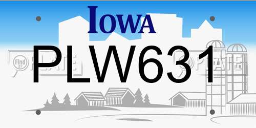 PLW631 Iowa License Plate