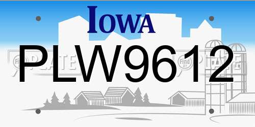 PLW9612 Iowa License Plate