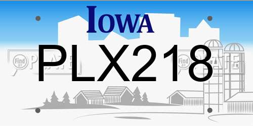 PLX218 Iowa License Plate