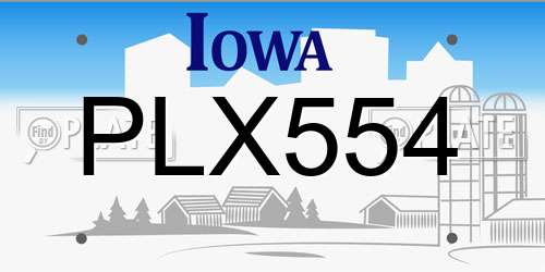 PLX554 Iowa License Plate